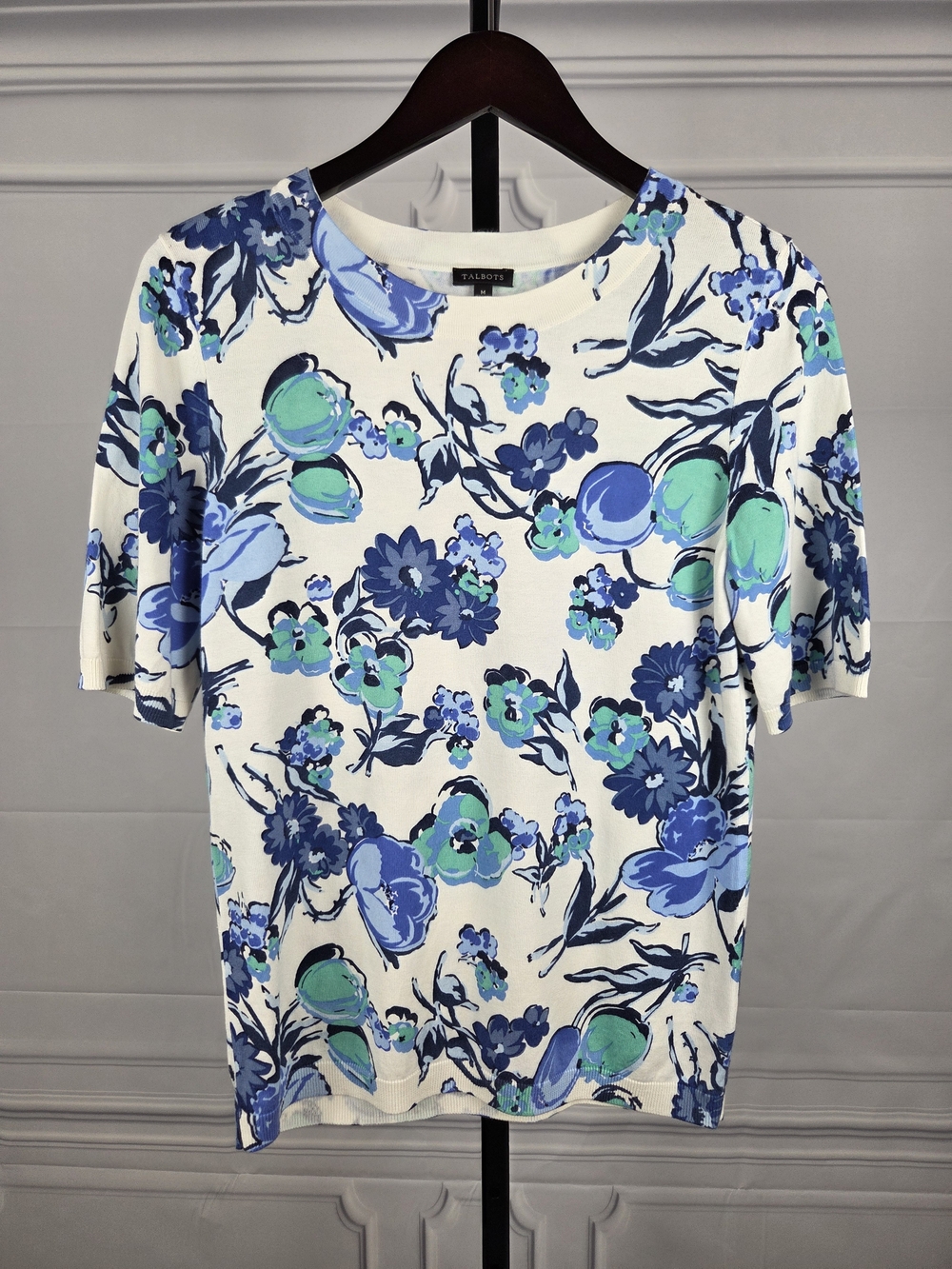 Talbots Blue Floral Short-Sleeve Women's Top